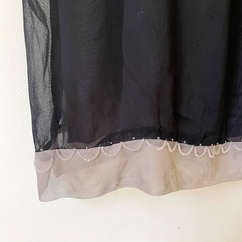 Ecote Vintage Y2K Babydoll Sheer Midi Slip Dress Large Beaded Whimsigoth Fairy - Picture 3 of 13